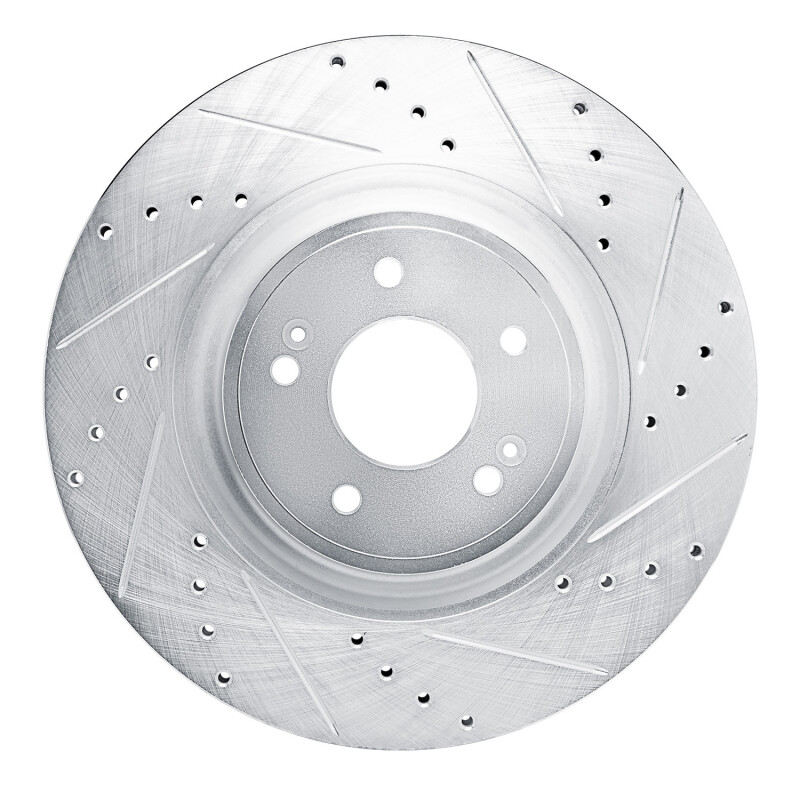 Genesis G70 Brake Rotor (1) - Front Right - R1 Concepts - Drilled & Slotted - Silver - `22-`23